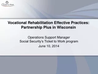 Vocational Rehabilitation Effective Practices: Partnership Plus in Wisconsin