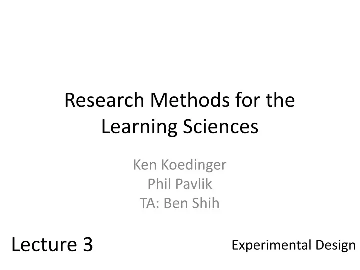 research methods for the learning sciences