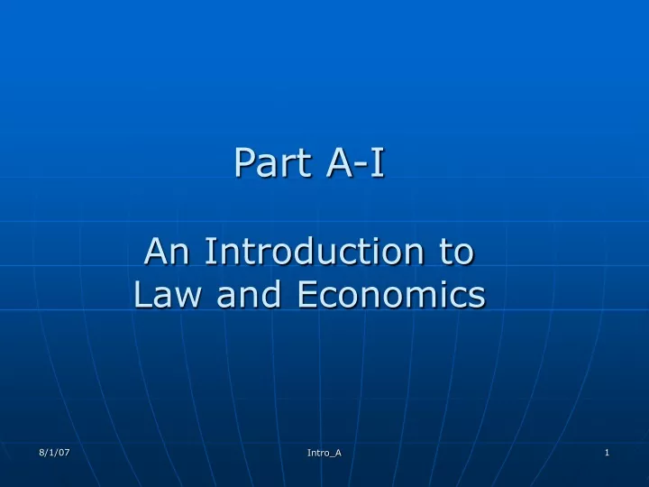 part a i an introduction to law and economics