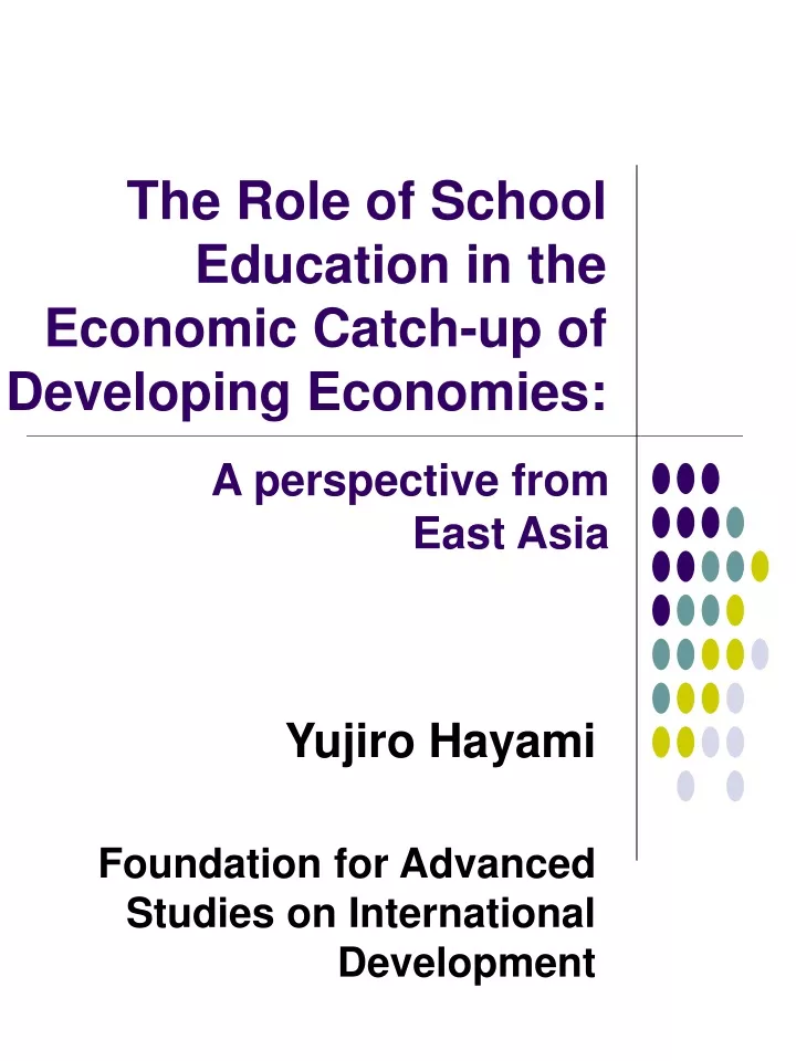 the role of school education in the economic catch up of developing economies