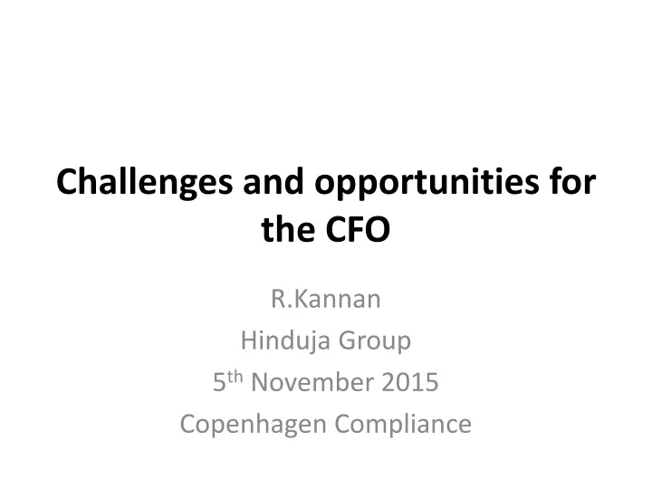challenges and opportunities for the cfo
