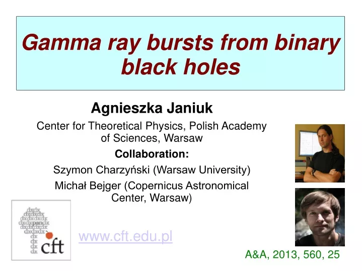 gamma ray bursts from binary black holes