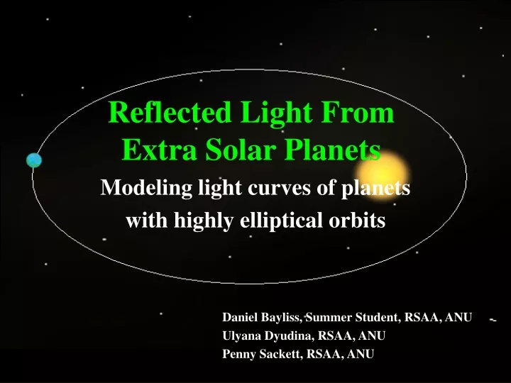 reflected light from extra solar planets