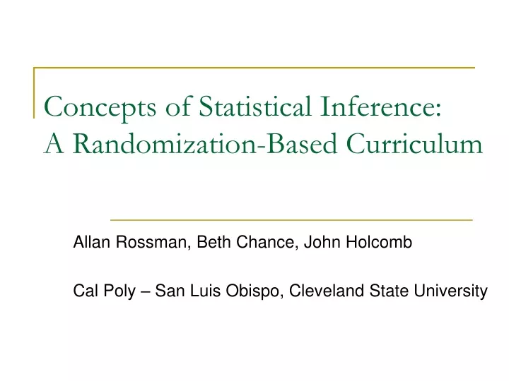 concepts of statistical inference a randomization based curriculum
