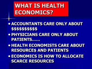 WHAT IS HEALTH ECONOMICS?
