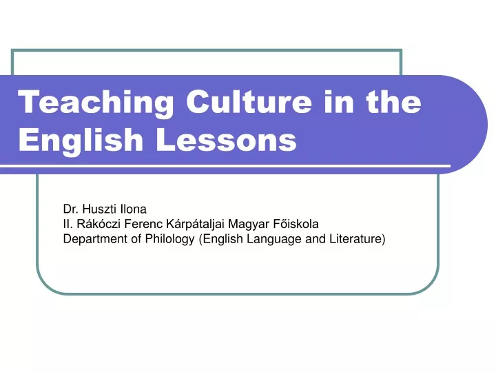 teaching culture in the english lessons