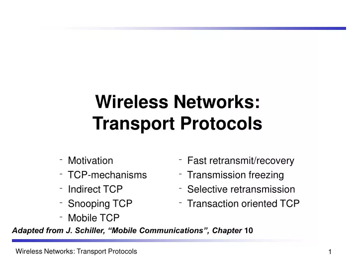 wireless networks transport protocols