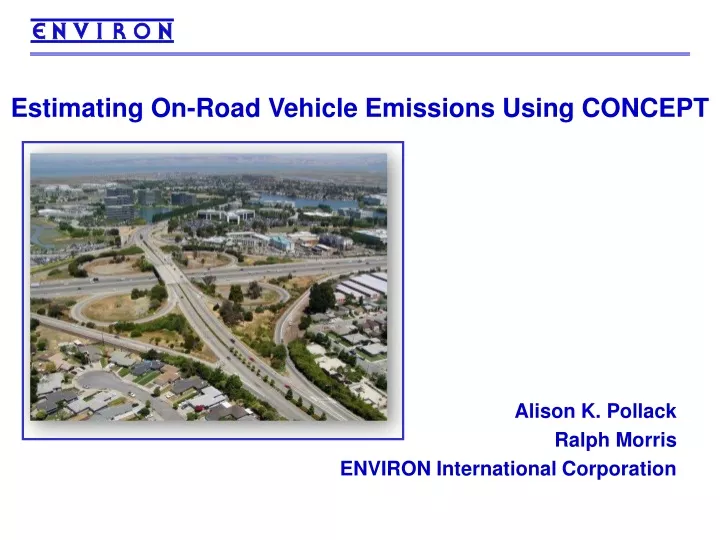 estimating on road vehicle emissions using concept