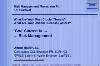 Your Answer is ... ... Risk Management Alfred MOERGELI Certificated Civil Engineer FH, EUR ING
