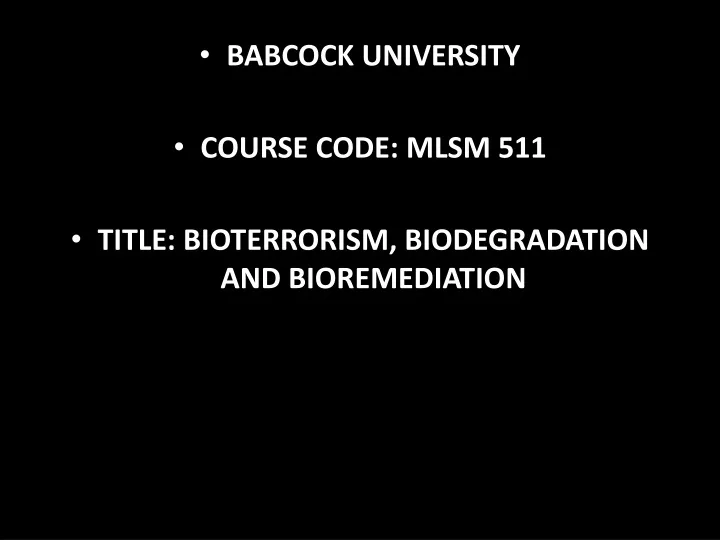 babcock university course code mlsm 511 title