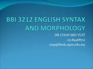 BBI 3212 ENGLISH SYNTAX AND MORPHOLOGY