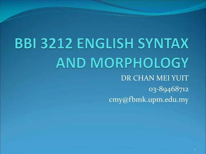 bbi 3212 english syntax and morphology