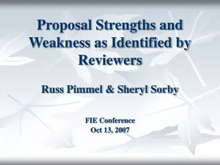 Proposal Strengths and Weakness as Identified by Reviewers