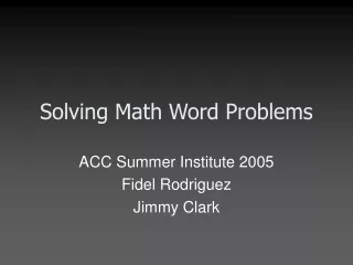 Solving Math Word Problems