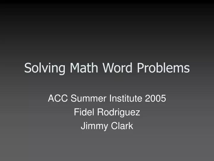 solving math word problems
