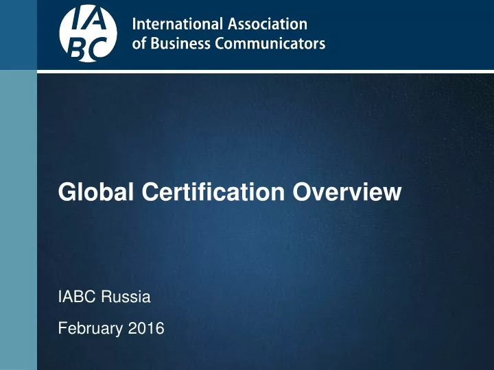 global certification overview