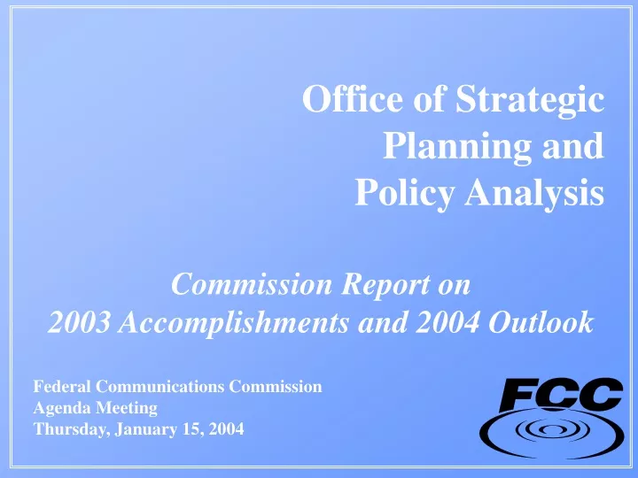 office of strategic planning and policy analysis