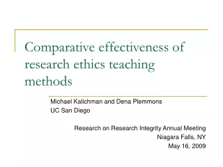 Comparative effectiveness of research ethics teaching methods