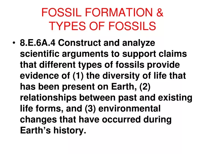 fossil formation types of fossils