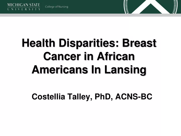 health disparities breast cancer in african americans in lansing