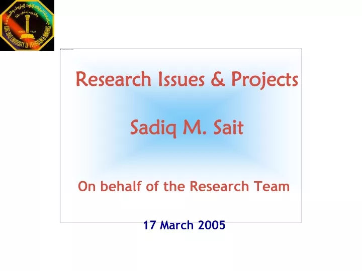 research issues projects sadiq m sait