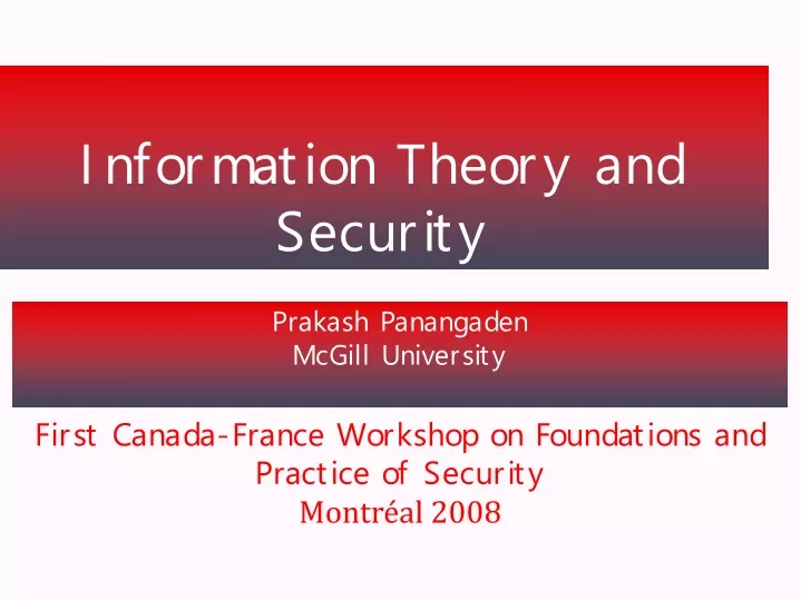 information theory and security