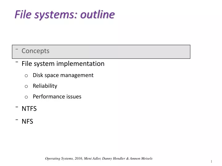 file systems outline