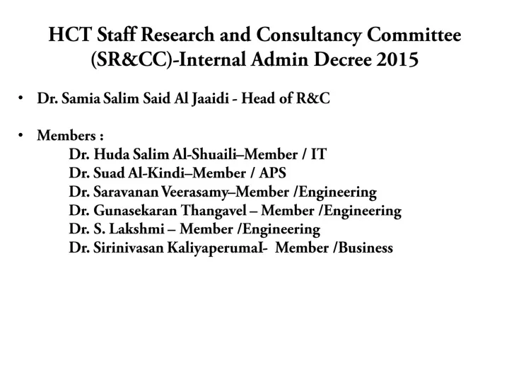 hct staff research and consultancy committee sr cc internal admin decree 2015