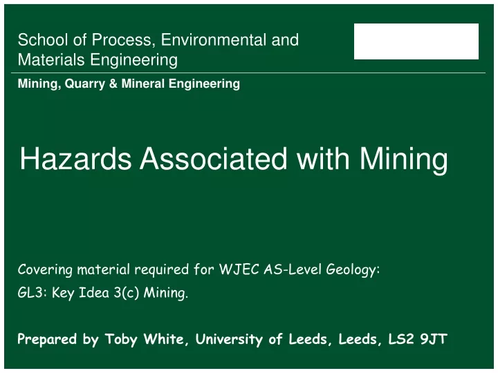 hazards associated with mining