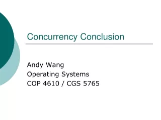 Concurrency Conclusion