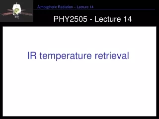 PHY2505 - Lecture 14
