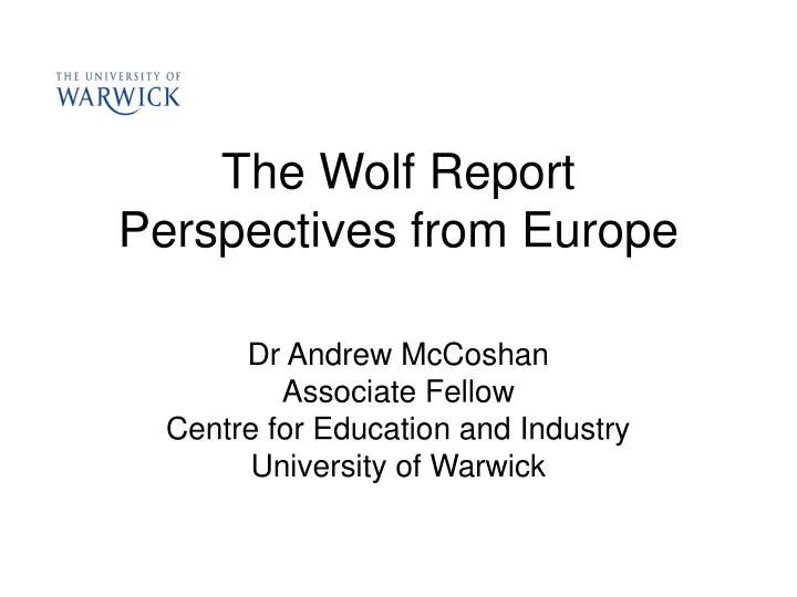 the wolf report perspectives from europe