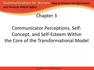 Chapter 3 Communicator Perceptions, Self-Concept, and Self-Esteem Within