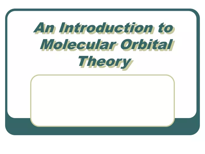 an introduction to molecular orbital theory