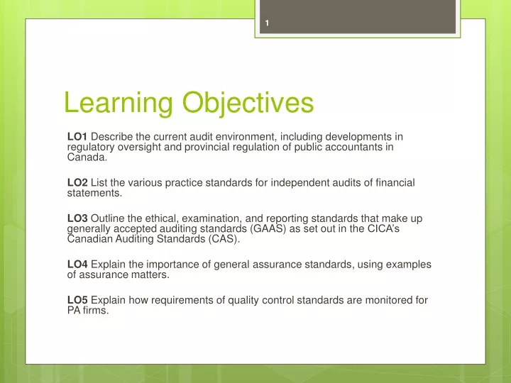 learning objectives