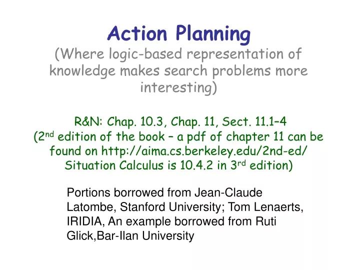 action planning where logic based representation