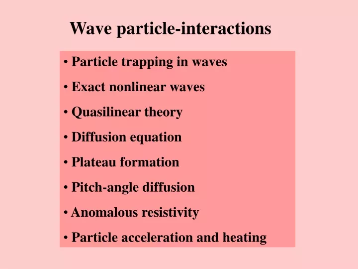 wave particle interactions