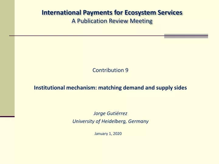 international payments for ecosystem services