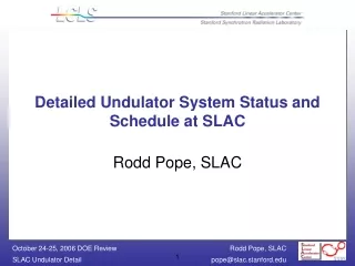 Detailed Undulator System Status and Schedule at SLAC