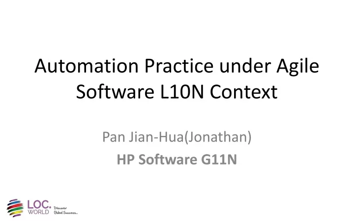 automation practice under agile software l10n context