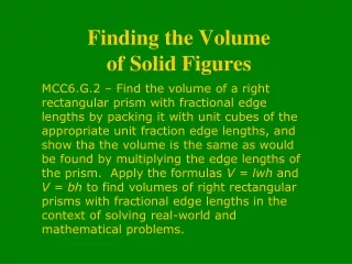 Finding the Volume  of Solid Figures