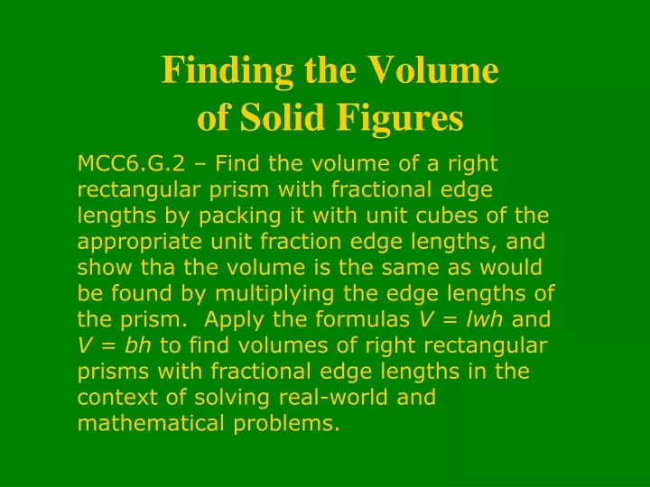 finding the volume of solid figures