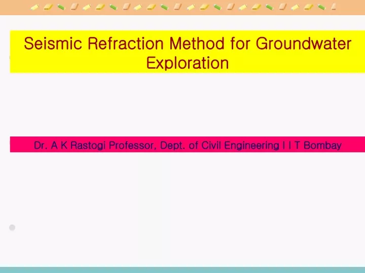 seismic refraction method for groundwater