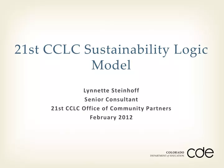 21st cclc sustainability logic model