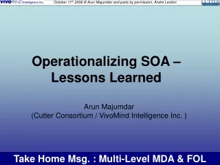 Operationalizing SOA – Lessons Learned