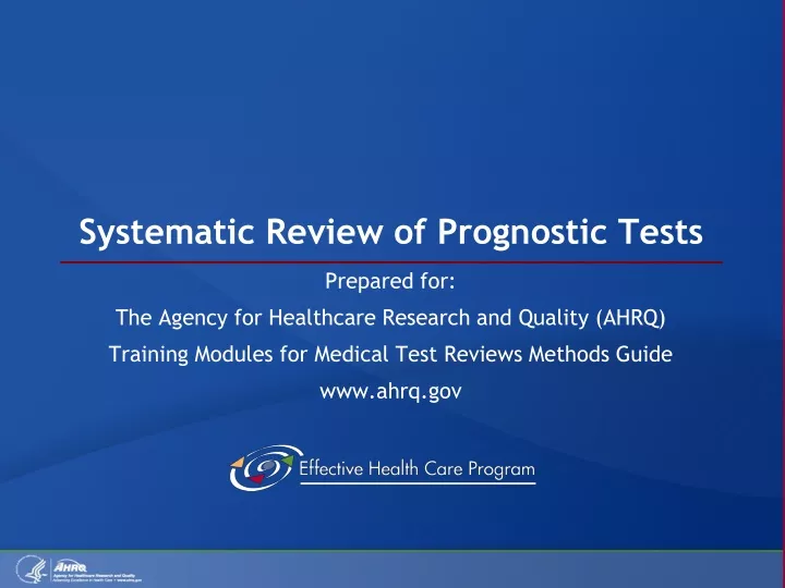 systematic review of prognostic tests