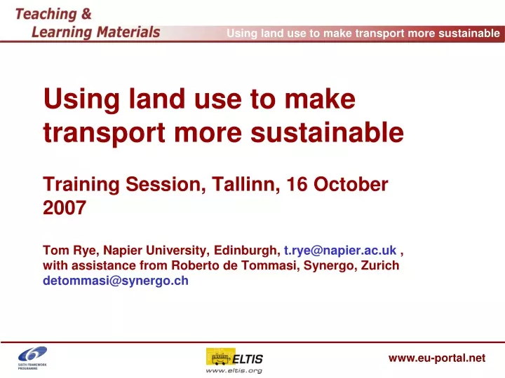 using land use to make transport more sustainable