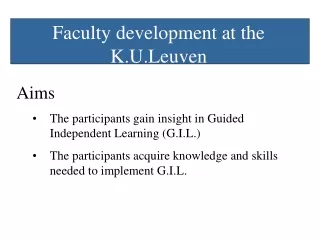 Faculty development at the K.U.Leuven