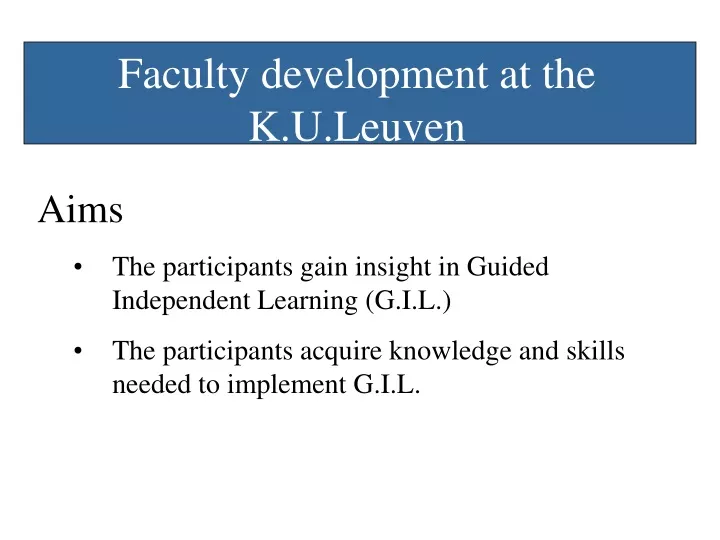 faculty development at the k u leuven