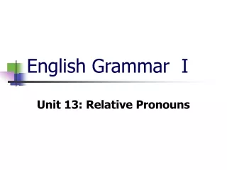 English Grammar  I